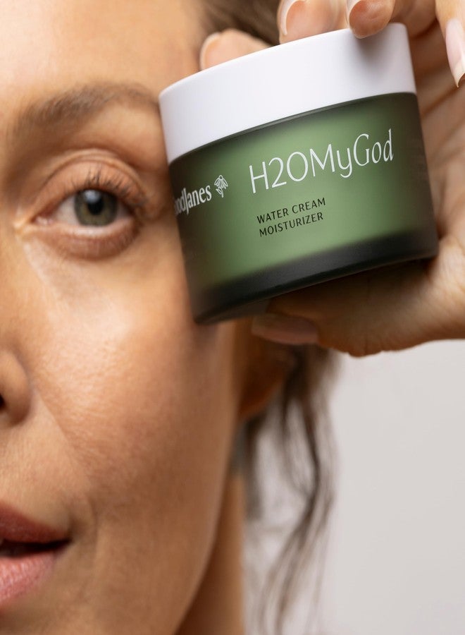 جودجاينز كريم مرطب H2O My God Water Cream مع فيتامين سي، وببتيدات الكولاجين النباتية، وخلايا جذعية التفاح - كريم مرطب خفيف الوزن للاستخدام ليلاً ونهاراً لبشرة ناعمة ومشرقة - نباتي ولم يُختبر على الحيوانات، 1.7 أونصة - Image 2
